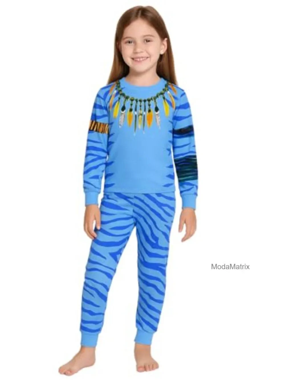 Kids Soft Polyester Long Sleeve Pajama Set 2-Piece Sleepwear